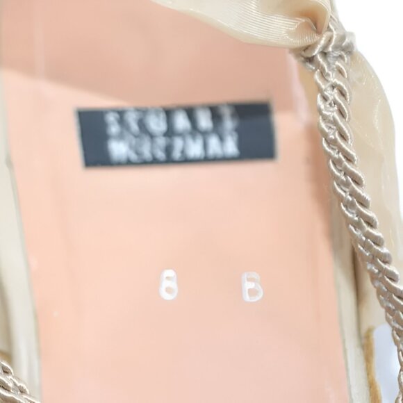 Stuart Weitzman Camel Tan Embroidered Mesh Lace Slingback Espadrilles Sandals 8 - Picture 10 of 10